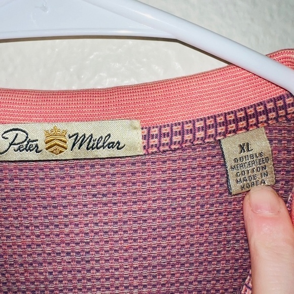 Men's Peter Millar Pink Short Sleeve Double Mercerized Cotton Polo Shirt size XL - Picture 4 of 5